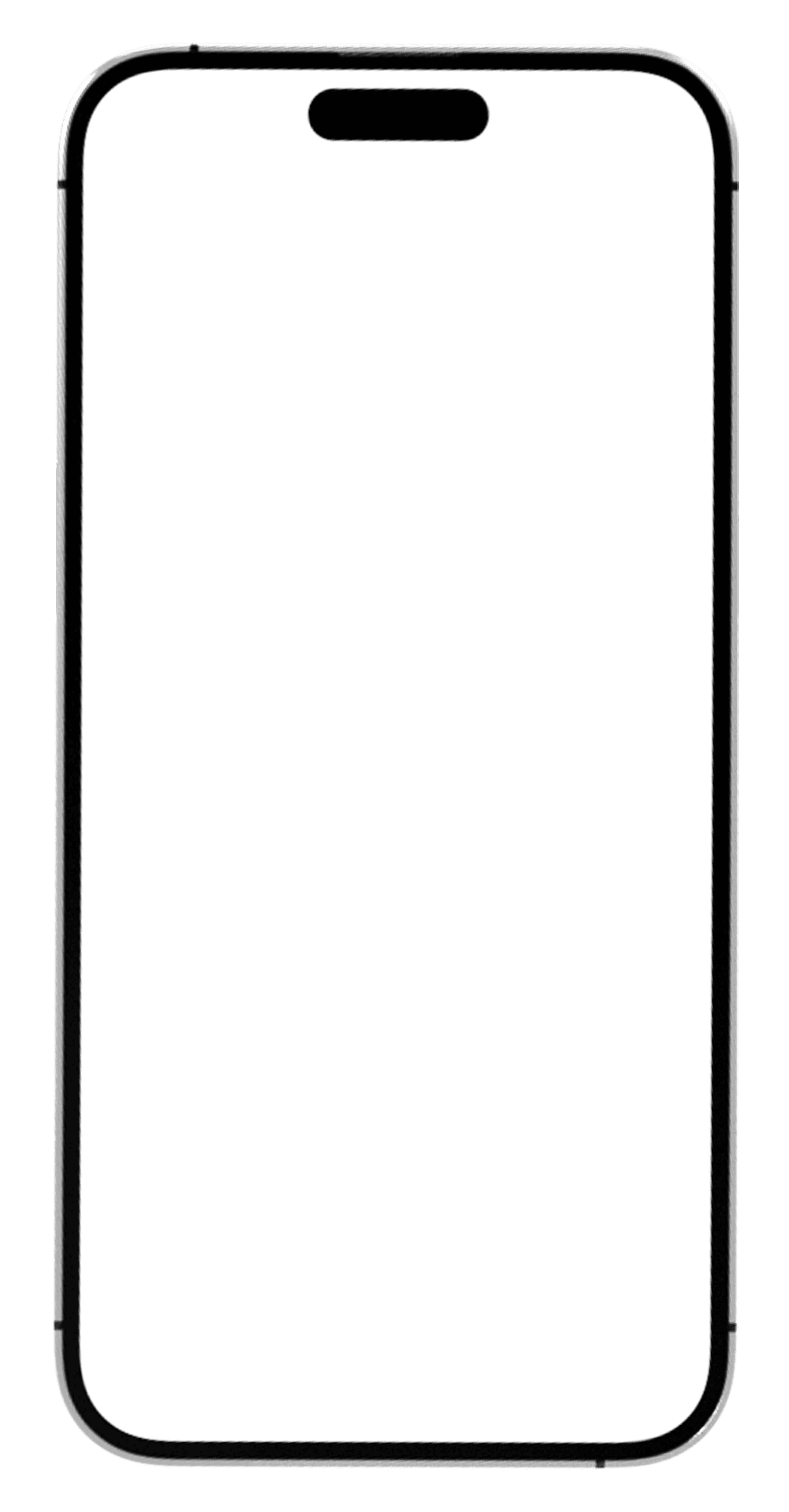 Top half of a white smartphone mockup with a blank screen